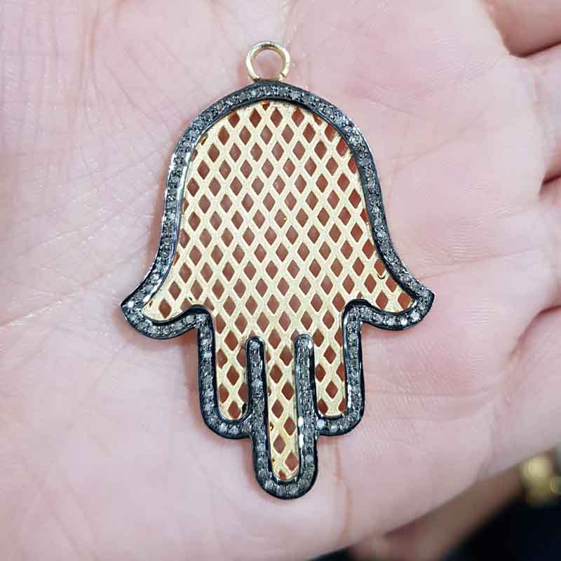 925 Sterling Silver Handmade Designer Hamsa Hand Pendent