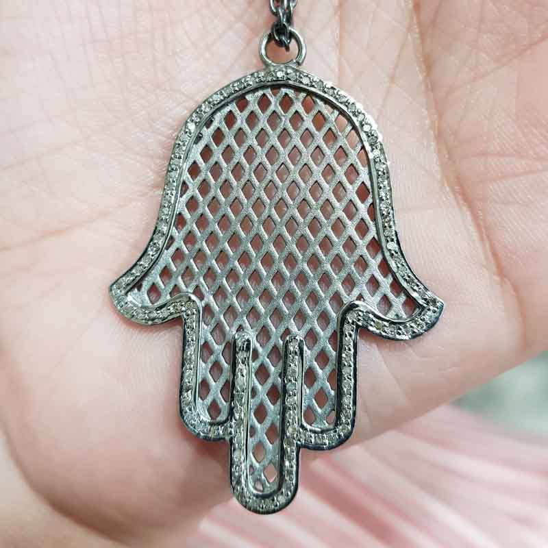 925 Sterling Silver Handmade Designer Hamsa Hand Pendent