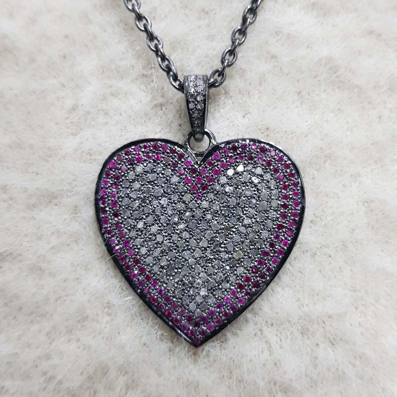 Beautifully Designed Ruby And Stone Heart Pendent