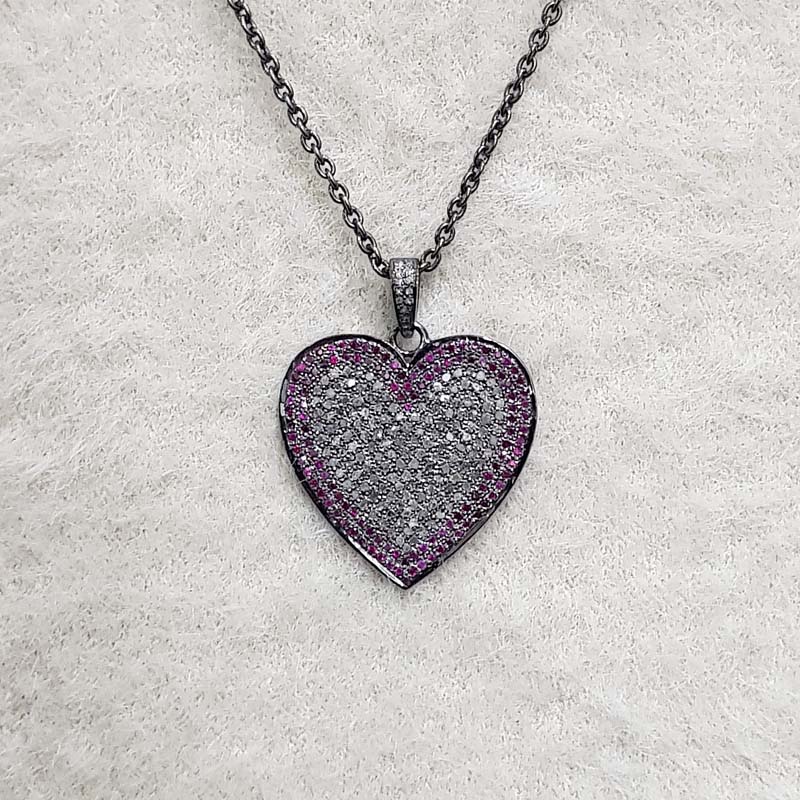 Beautifully Designed Ruby And Stone Heart Pendent