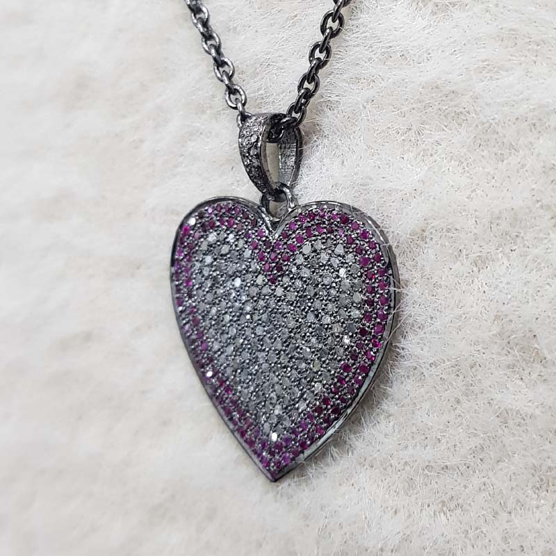 Beautifully Designed Ruby And Stone Heart Pendent