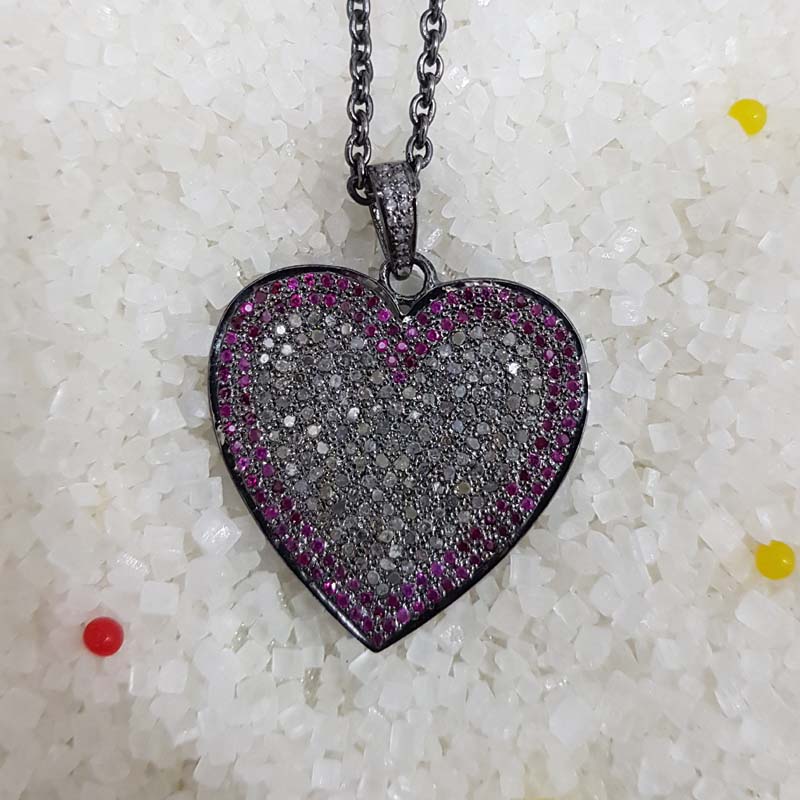 Beautifully Designed Ruby And Stone Heart Pendent