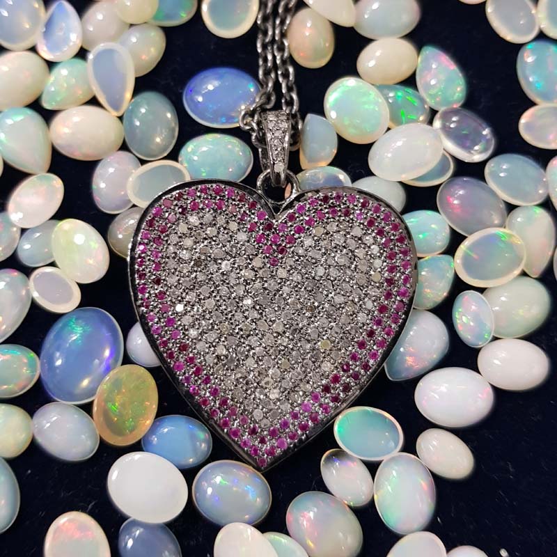 Beautifully Designed Ruby And Stone Heart Pendent