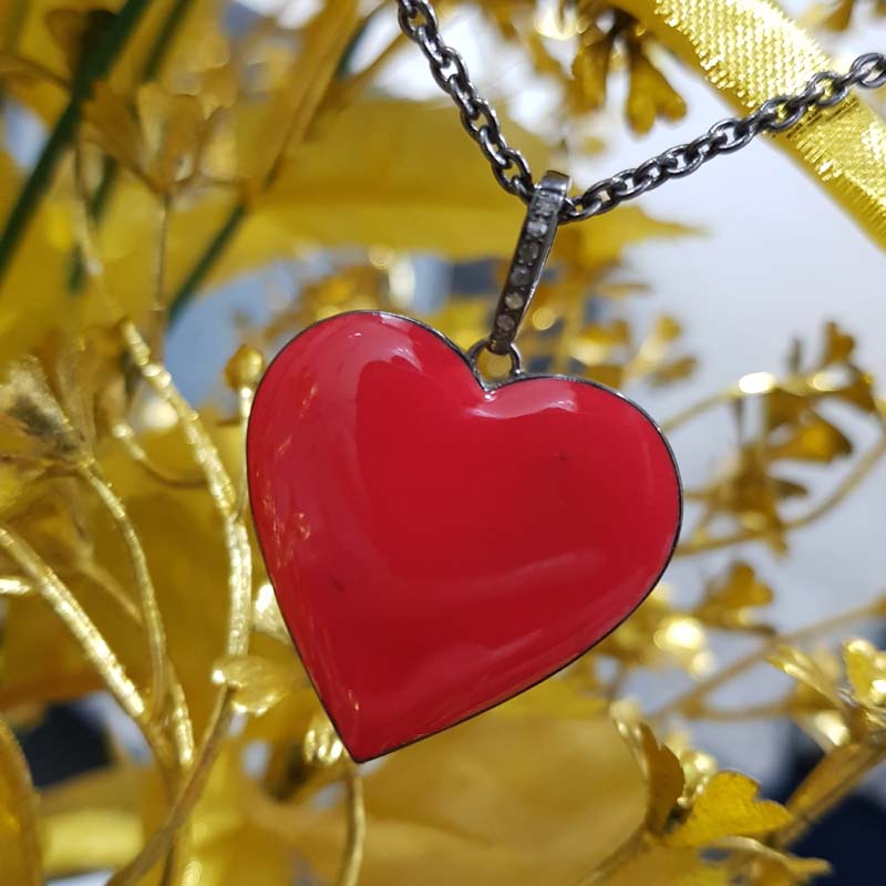 Red Enamel 925 Sterling Silver Small Heart Pendent