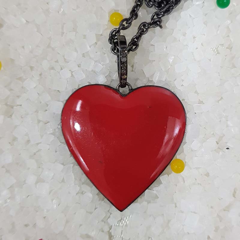 Red Enamel 925 Sterling Silver Small Heart Pendent