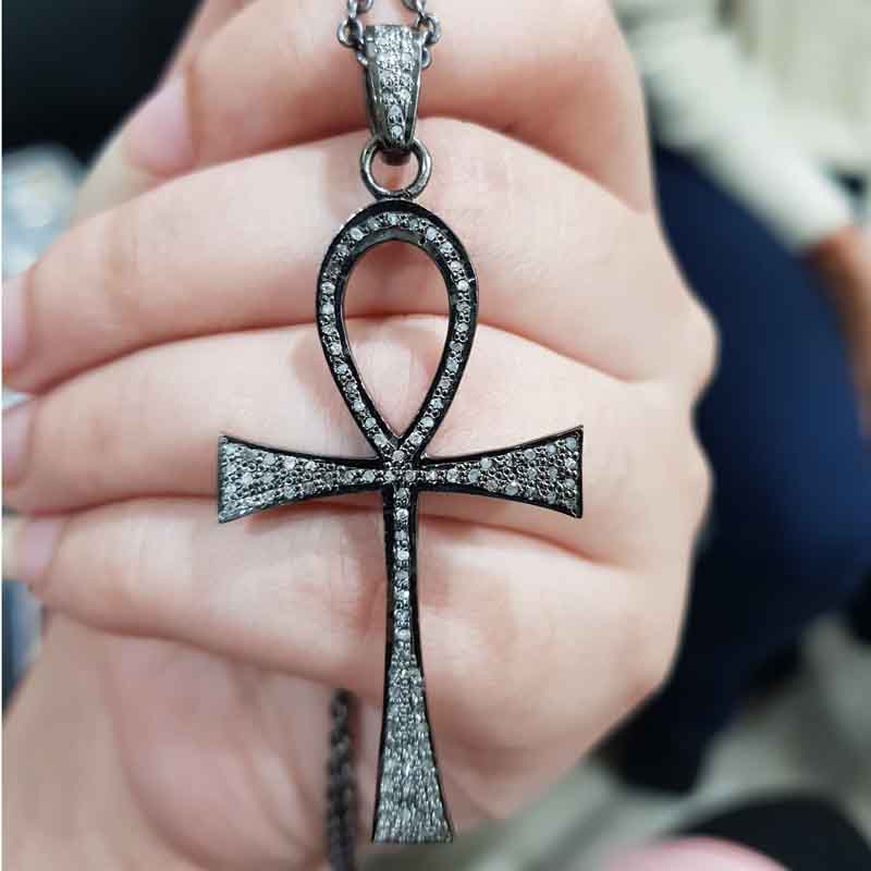 Handmade Designer Fully Pave Diamond Cross Pendent