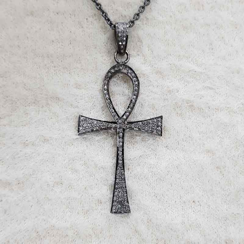 Handmade Designer Fully Pave Diamond Cross Pendent