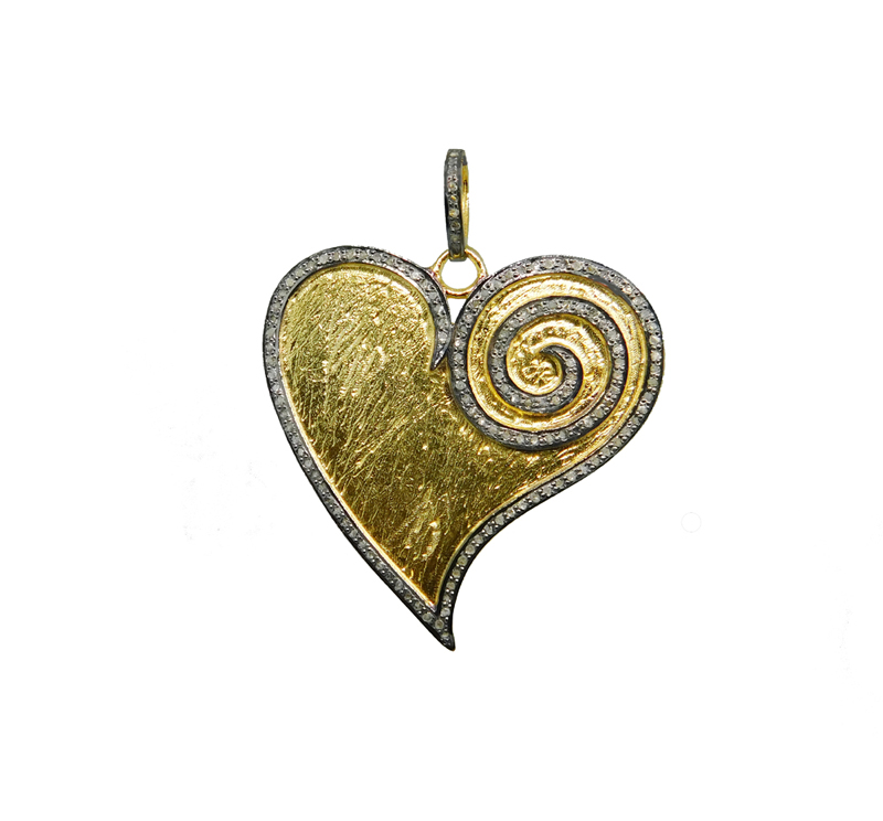 Fancy Attractive Pave Diamond Heart Pendant