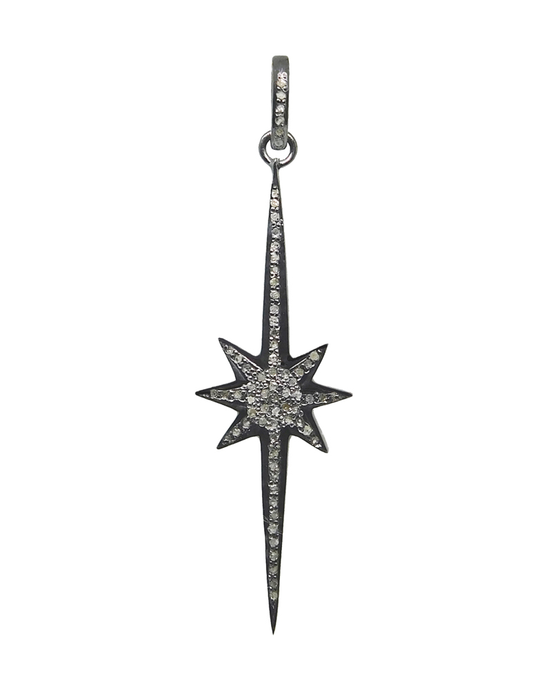 Pave Diamond Silver Star Pendant