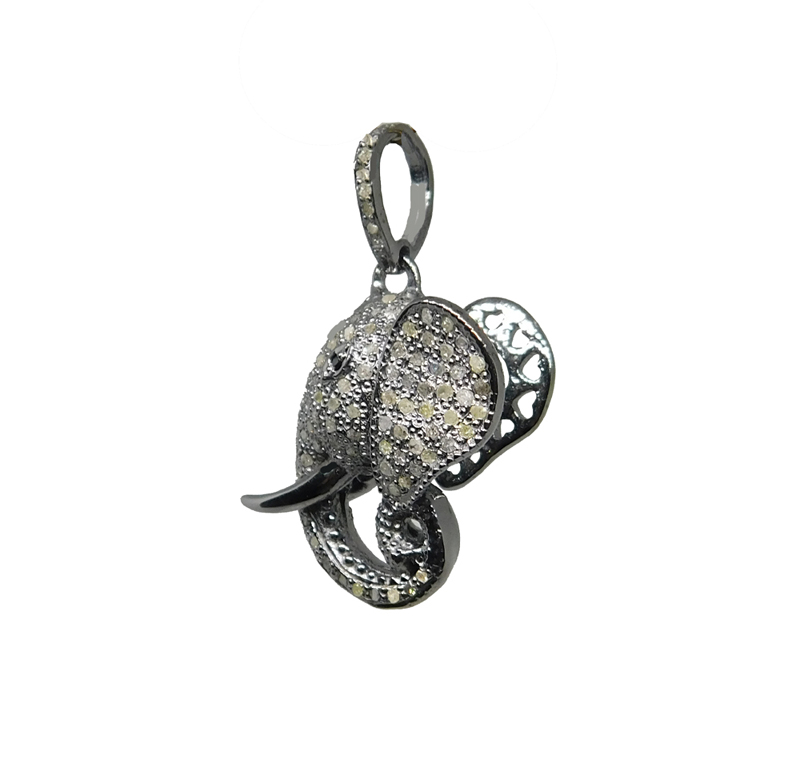 Pave Diamond Fancy Designer Elephant Pendant