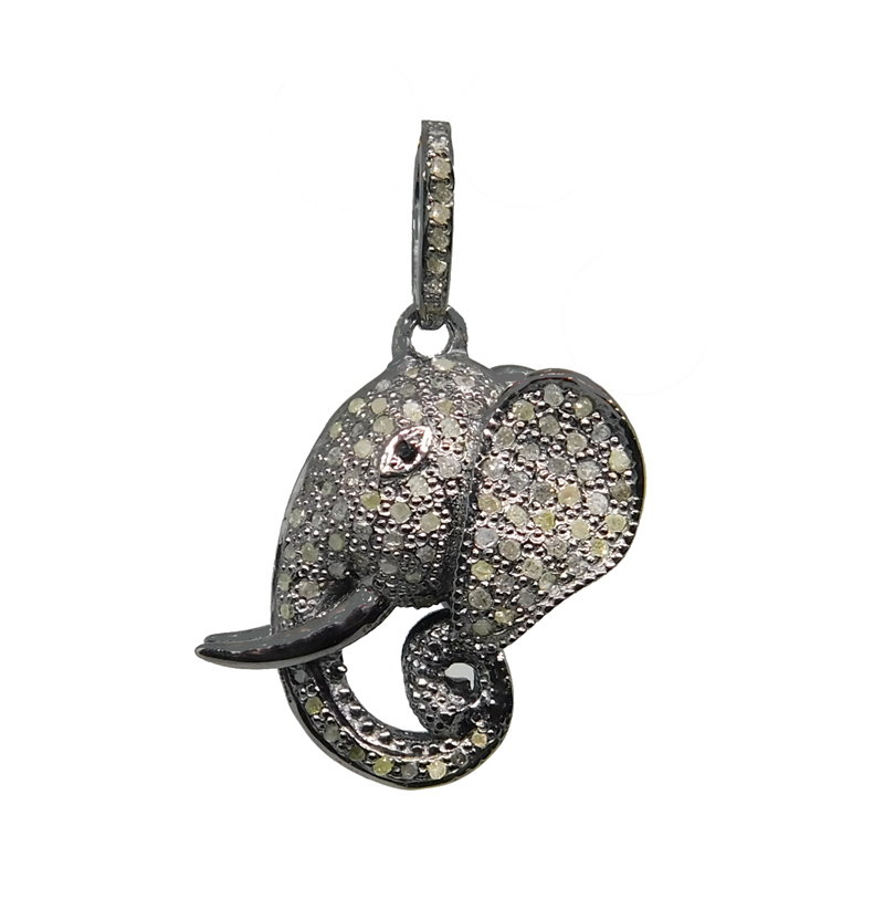 Pave Diamond Fancy Designer Elephant Pendant