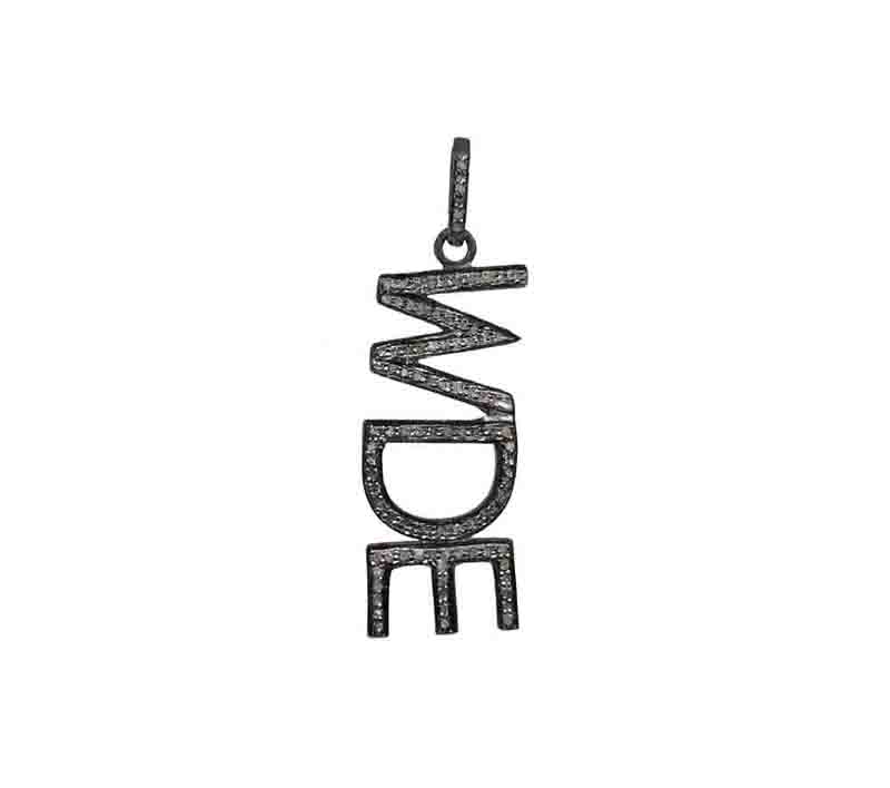 WDE LETTER Pendant With Pave Layer