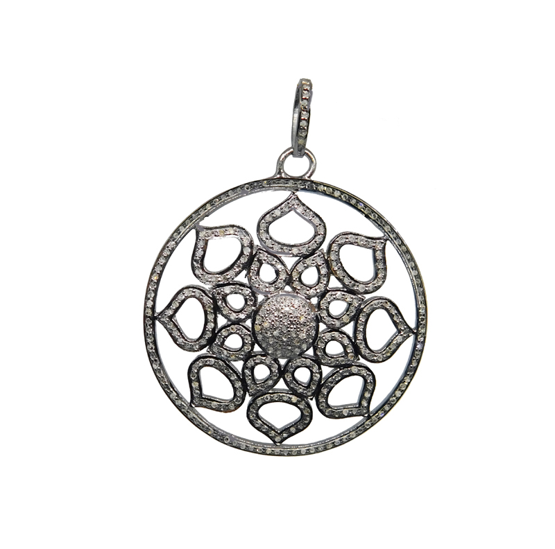 Beautifully Designed Pave Diamond Flower Pendant