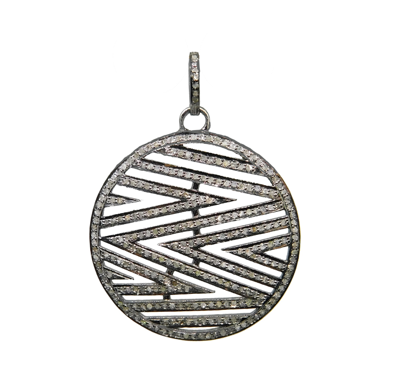 Round Designer Fancy Style Pendent With Pave Diamond