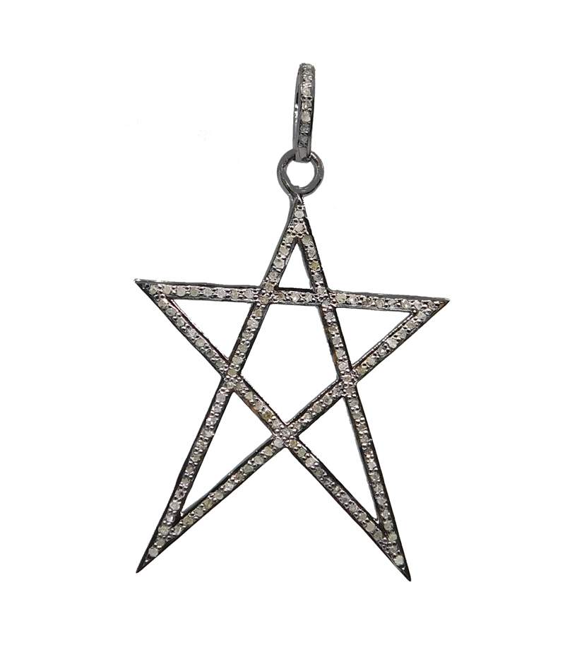 Handmade 925 Sterling Silver Diamond Star Pendant