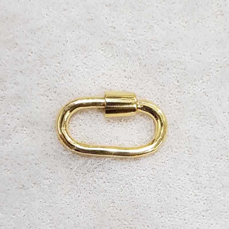 Yellow Rhodium Plated Oval Shaped Screw Clasp Lock