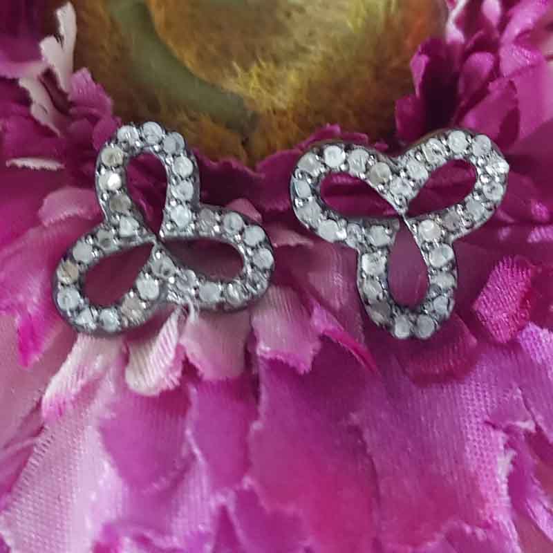 Glorious Fancy Style Pave Diamond Flower Stud