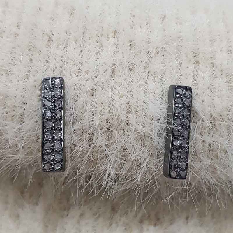 925 Sterling Silver Super Stylish Pave Diamond Earrings