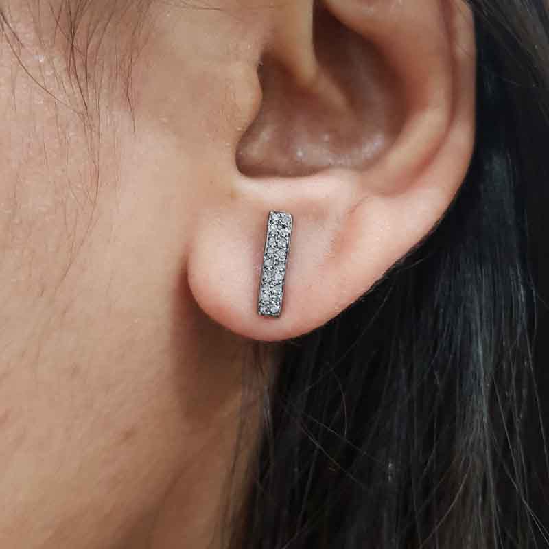 925 Sterling Silver Super Stylish Pave Diamond Earrings