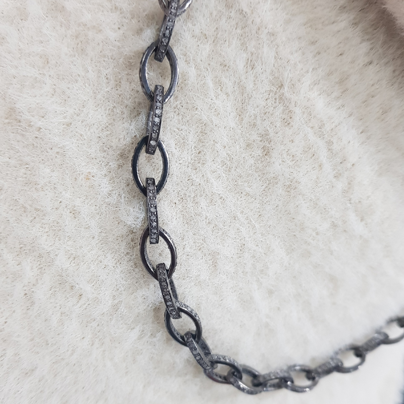 Antique Finish  Designer Pave Diamond Link Chain