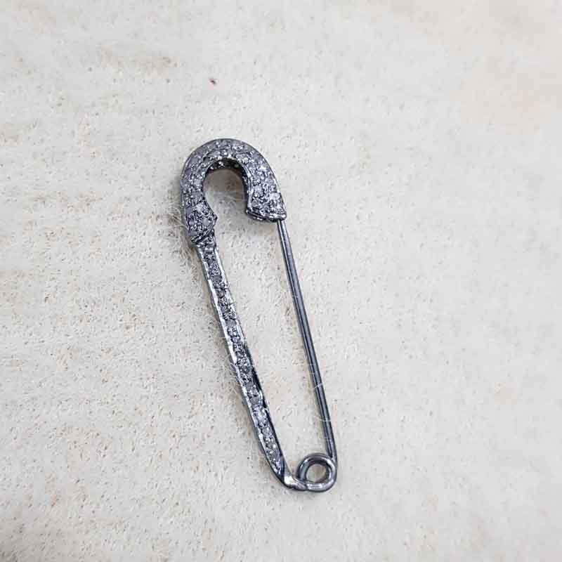 Pave Diamond Safety Pin Brooch