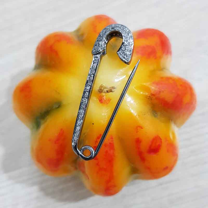 Pave Diamond Safety Pin Brooch