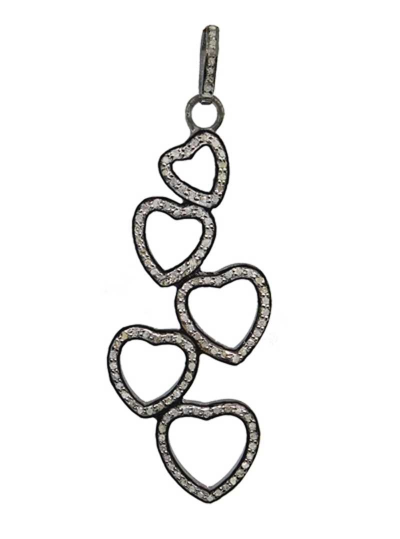 Stunning Small Joined Heart Pave Diamond Pendant