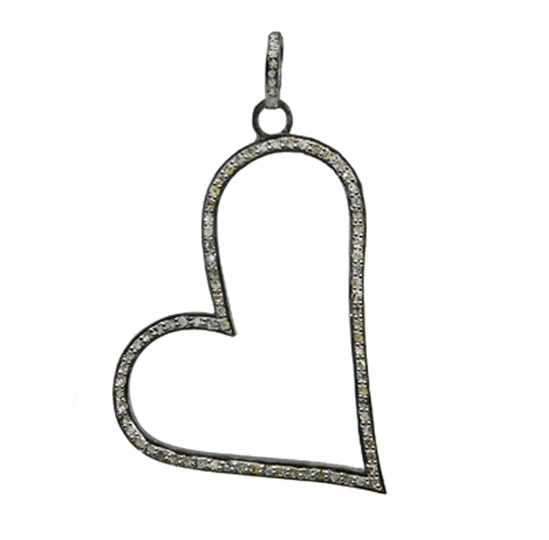 Glorious Diamond Open Heart Pendant In Fancy Design