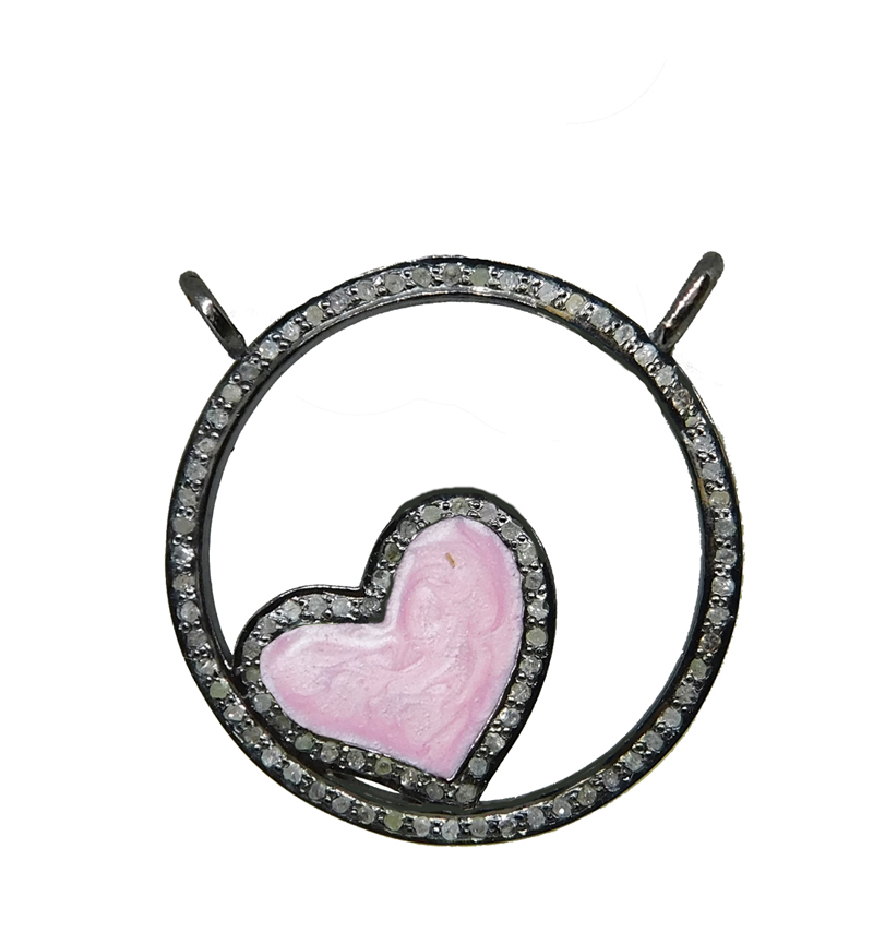 Attractive Pave Diamond Handmade Fancy Designer Round Heart Pendant