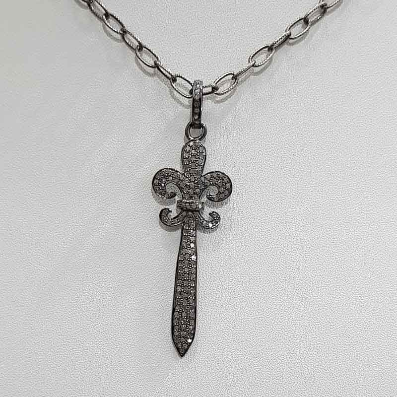 Stylish Fully Pave Diamond Cross Pendent