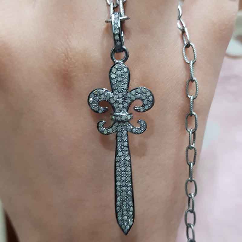 Stylish Fully Pave Diamond Cross Pendent