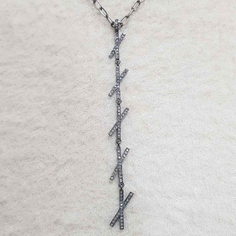 925 Sterling Silver Handmade Cross Style Long Hanging Pendent