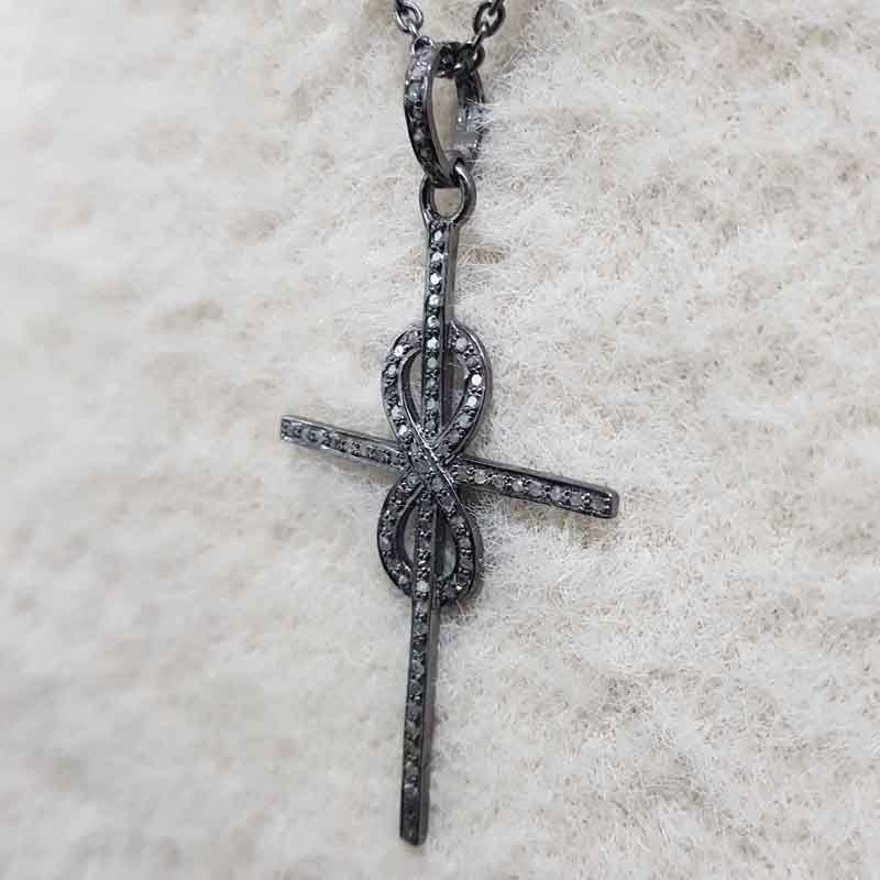 Fancy Eight Designer Pave Diamond cross style pendent