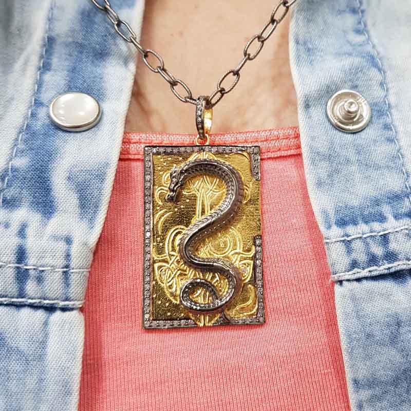 Designer Yellow Snake Tag Pendent