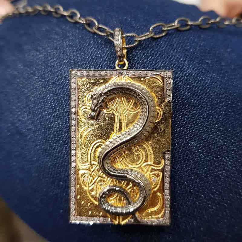 Designer Yellow Snake Tag Pendent