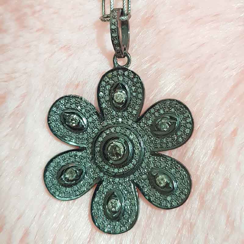 Fully Pave Diamond Handmade Designer Flower Pendent