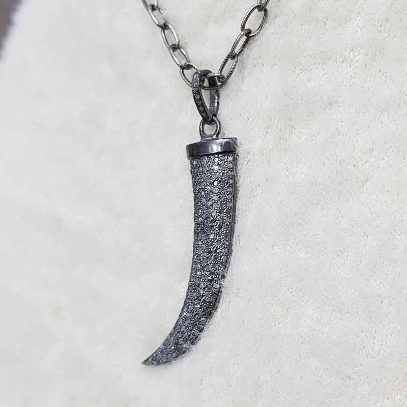 Horn Style Pendent With Pave Diamonds