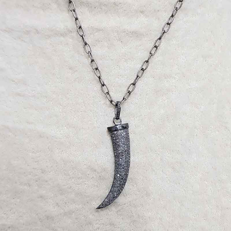 Horn Style Pendent With Pave Diamonds