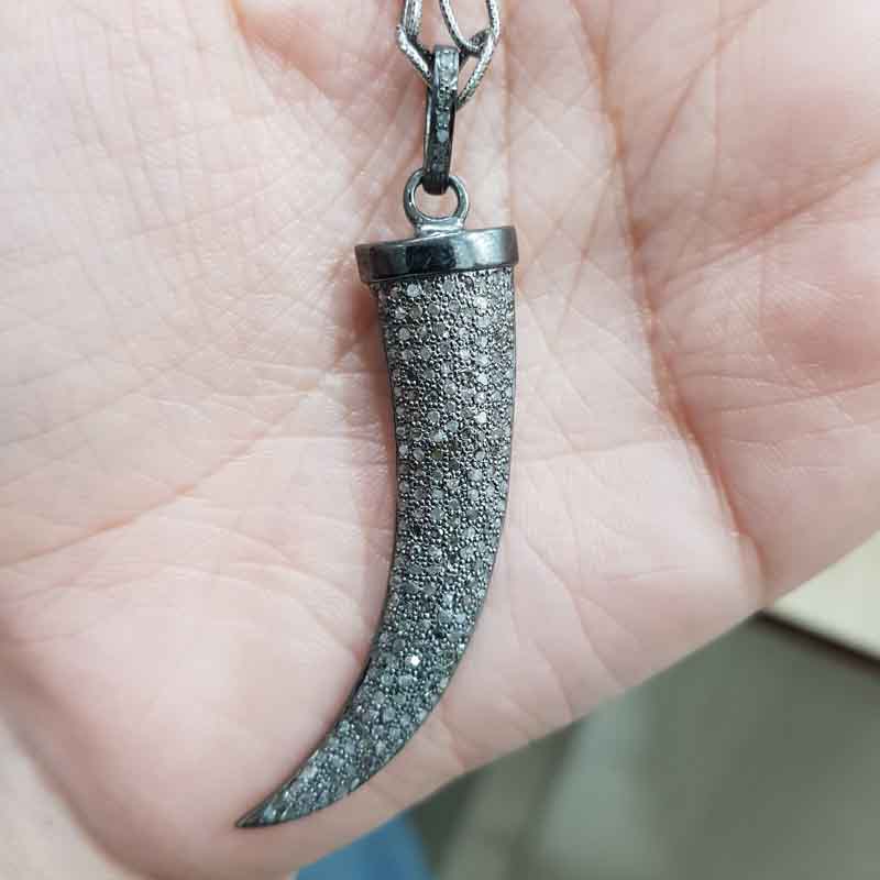 Horn Style Pendent With Pave Diamonds