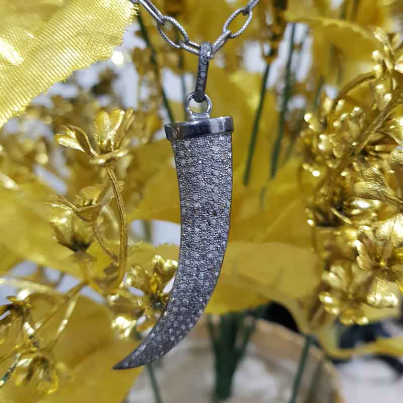 Horn Style Pendent With Pave Diamonds