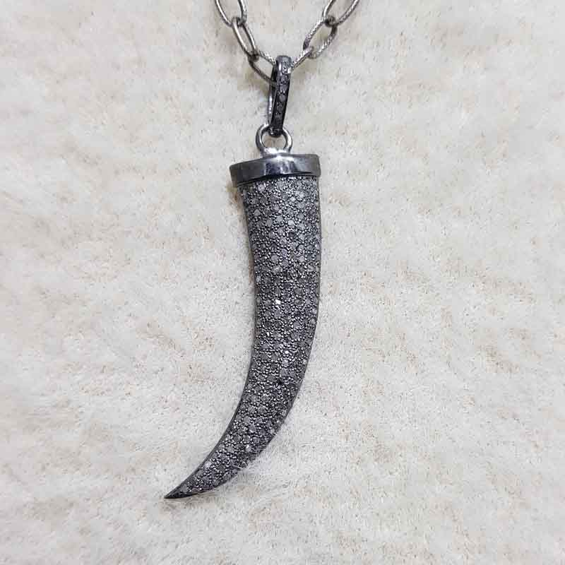 Horn Style Pendent With Pave Diamonds