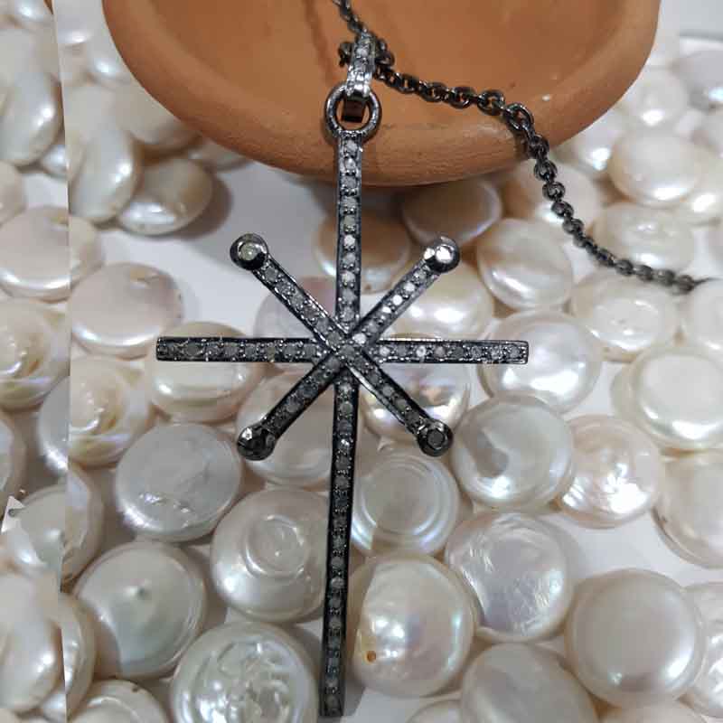 Small with Big Cross Pave Diamond Cross Pendent