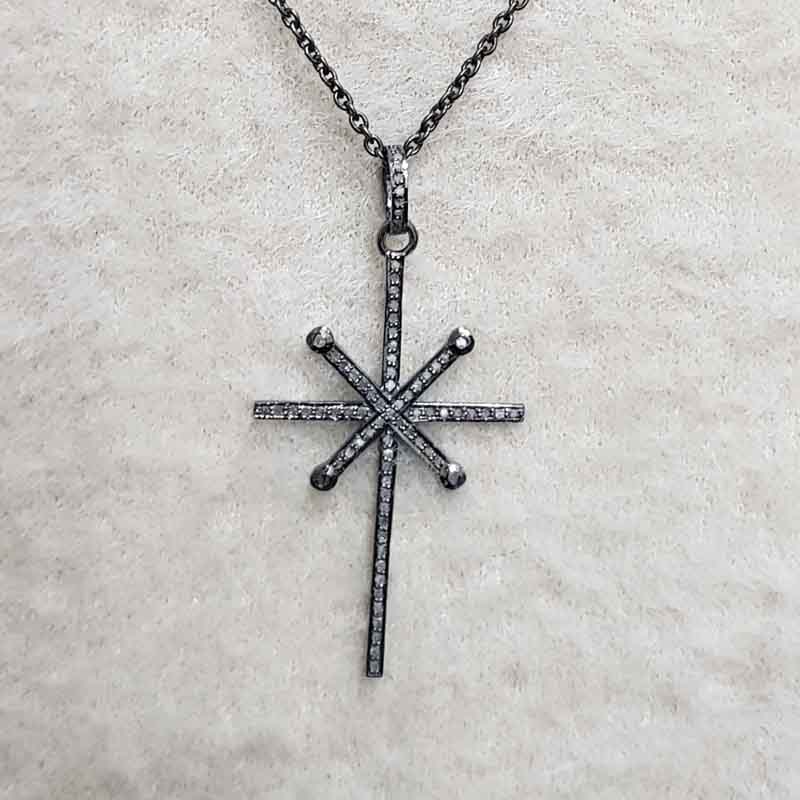 Small with Big Cross Pave Diamond Cross Pendent