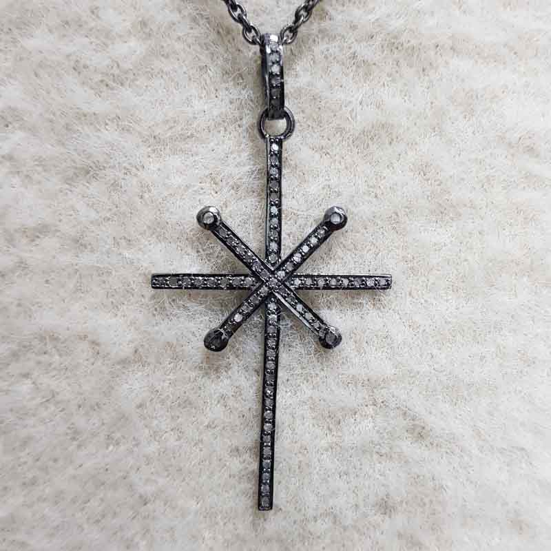 Small with Big Cross Pave Diamond Cross Pendent