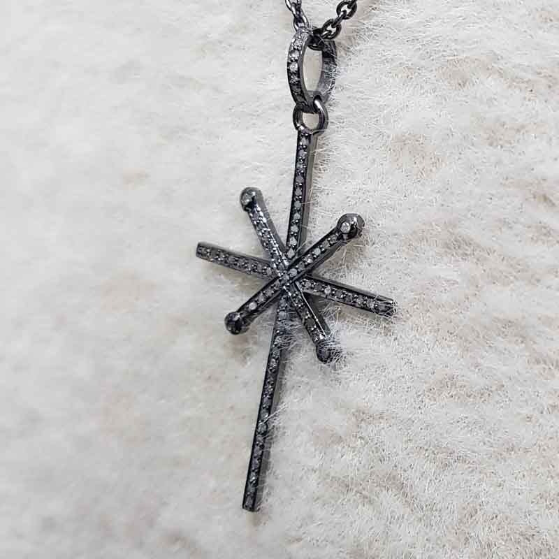 Small with Big Cross Pave Diamond Cross Pendent