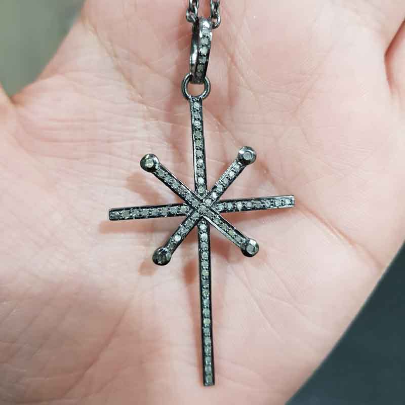 Small with Big Cross Pave Diamond Cross Pendent