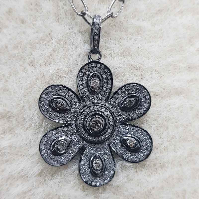 Fully Pave Diamond Handmade Designer Flower Pendent