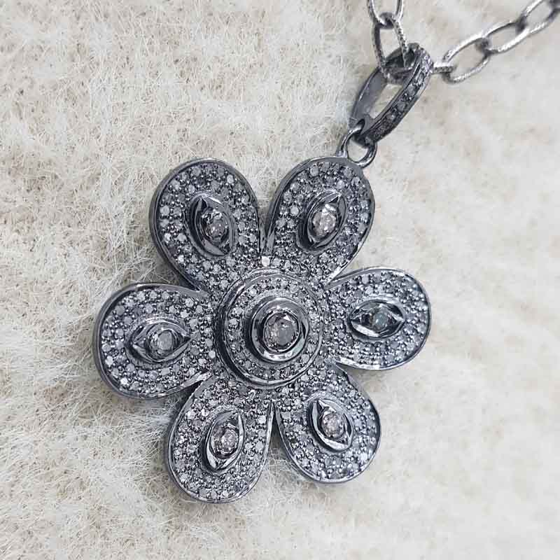 Fully Pave Diamond Handmade Designer Flower Pendent