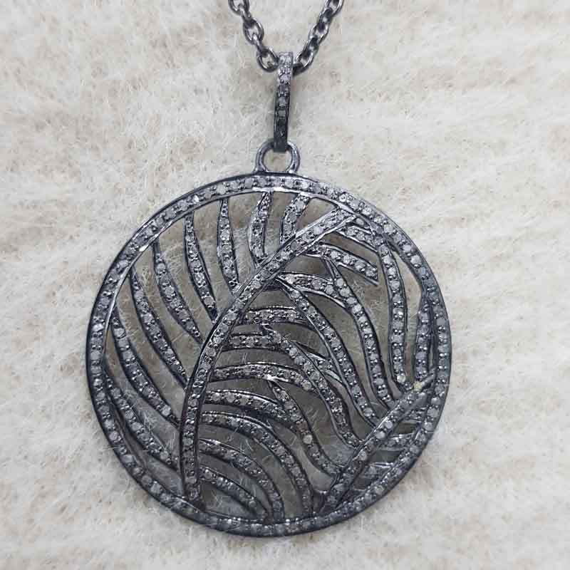 Fancy Designer Pave Diamond Handmade Stylish Round Pendent