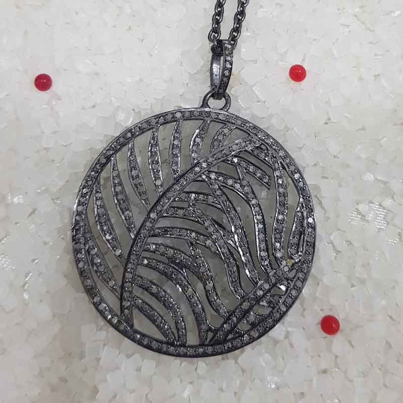 Fancy Designer Pave Diamond Handmade Stylish Round Pendent